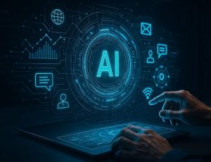 The letters AI sounded by AI icons